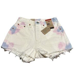 Levi's® Women's 501 Original High-Rise Jean Shorts White Tye Die NWT New Sz 24